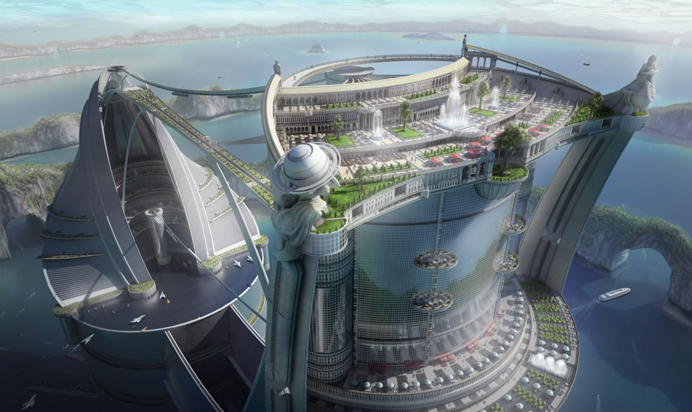 Futuristic city complex
