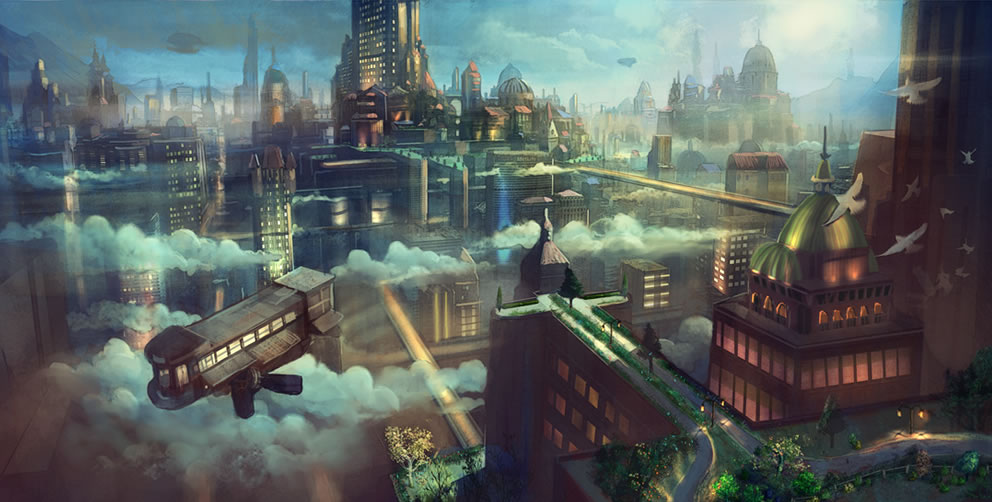 steampunk city