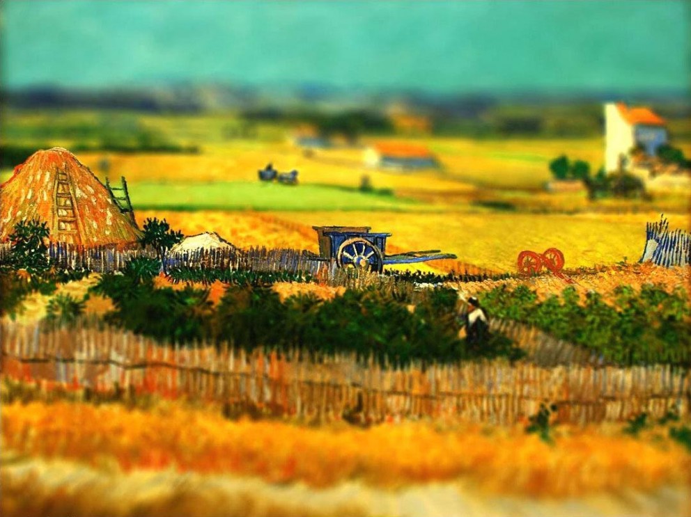 Tilt-shift effect on Van Gogh Landscape