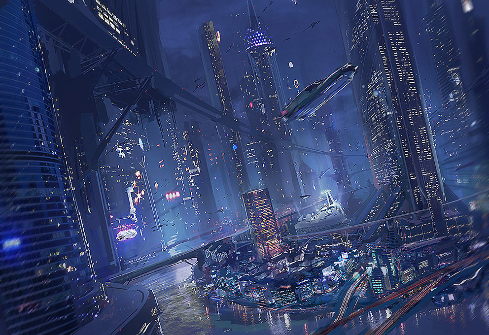 city night concept art