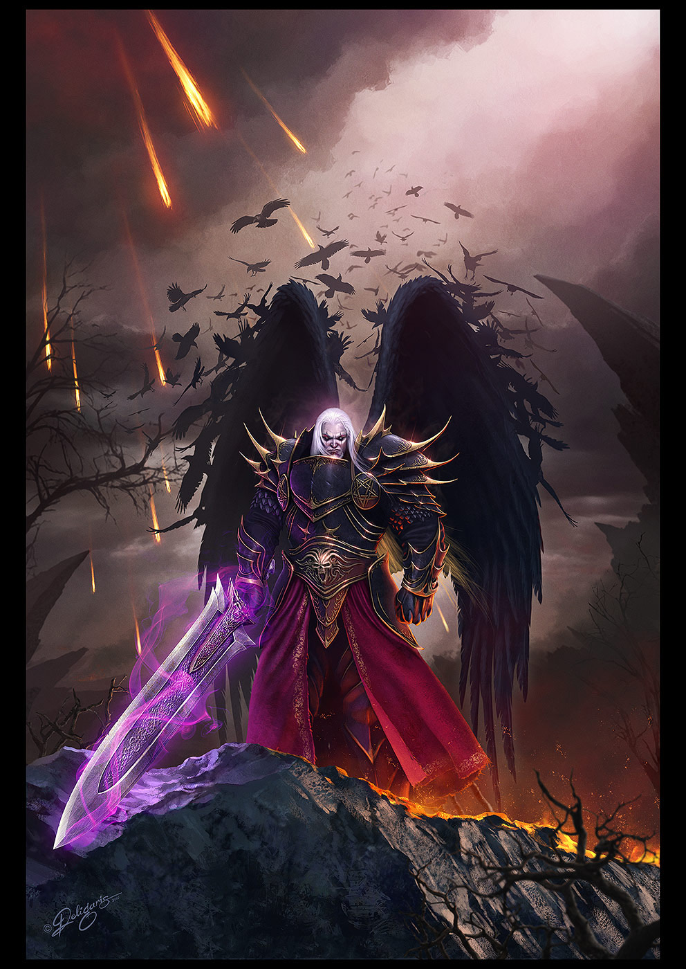 Fantasy Art: Dark Angel - 2D Digital, Concept art, Digital paintings