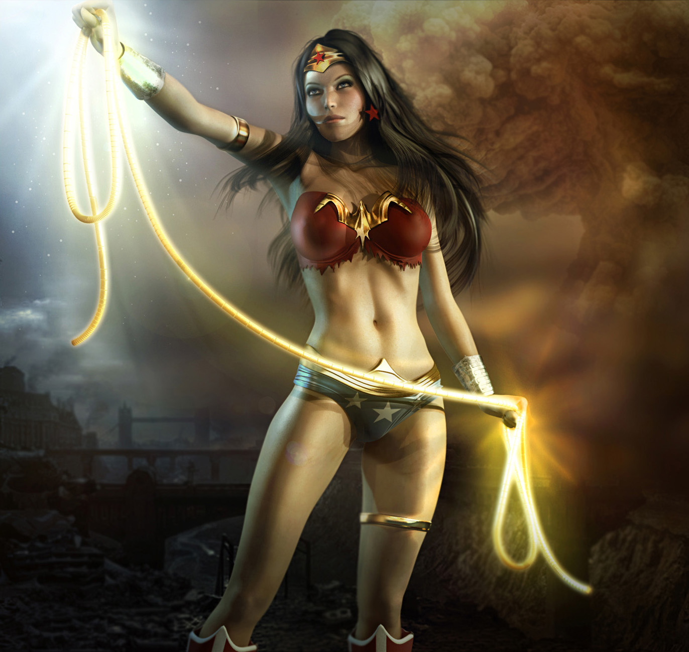 Wonder Woman, 3D, Cartoon, Sexy 