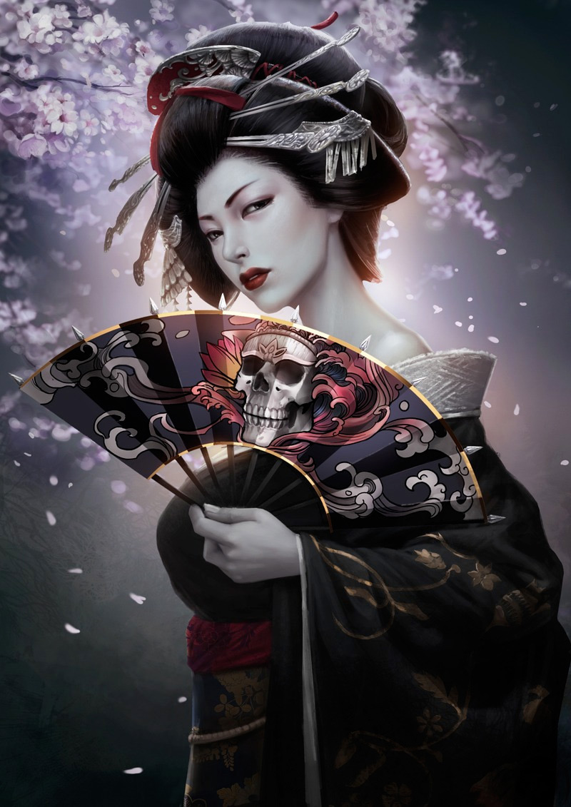 2D Art Geisha 2D Digital, Digital paintings, FantasyCoolvibe